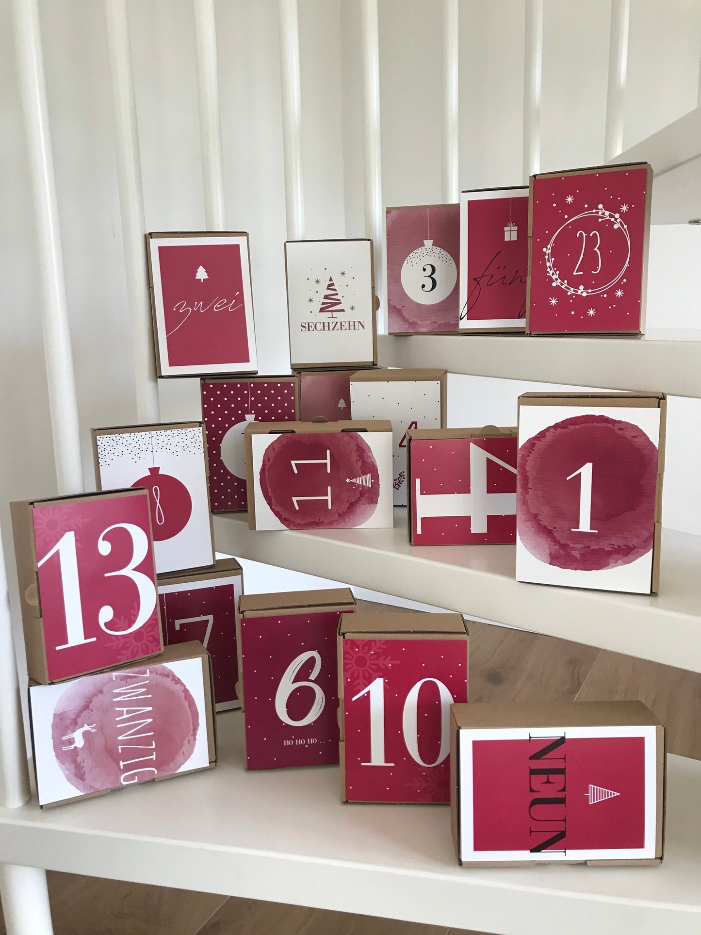 Adventskalender Karten Rot