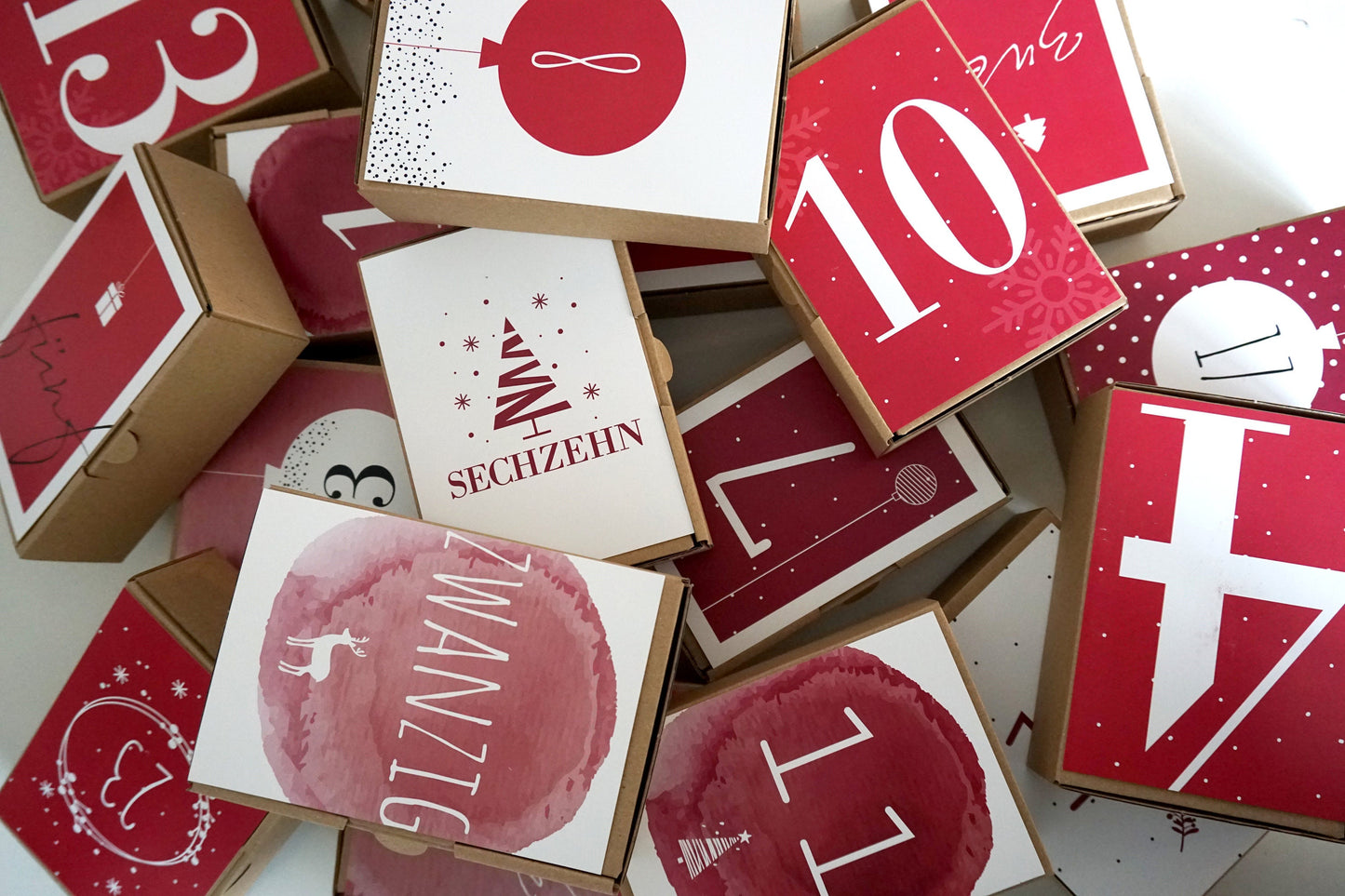 Adventskalender Karten Rot