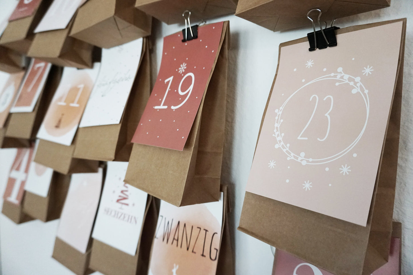 Adventskalender Karten Korallfarben