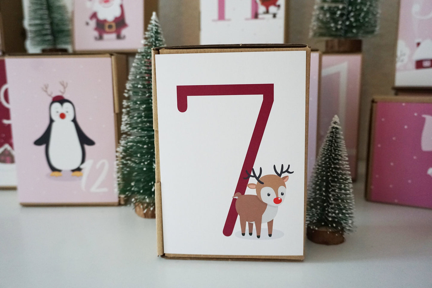 Adventskalender Karten Kinder rosa