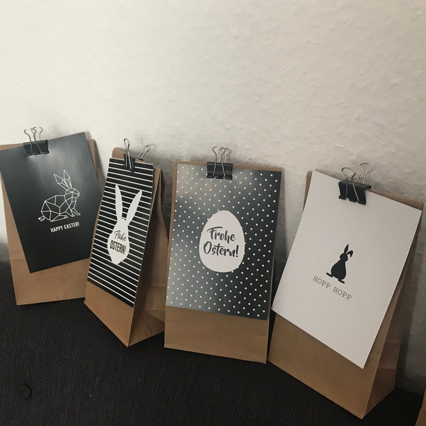 Osterkarten schwarz-weiß 6er Set modern