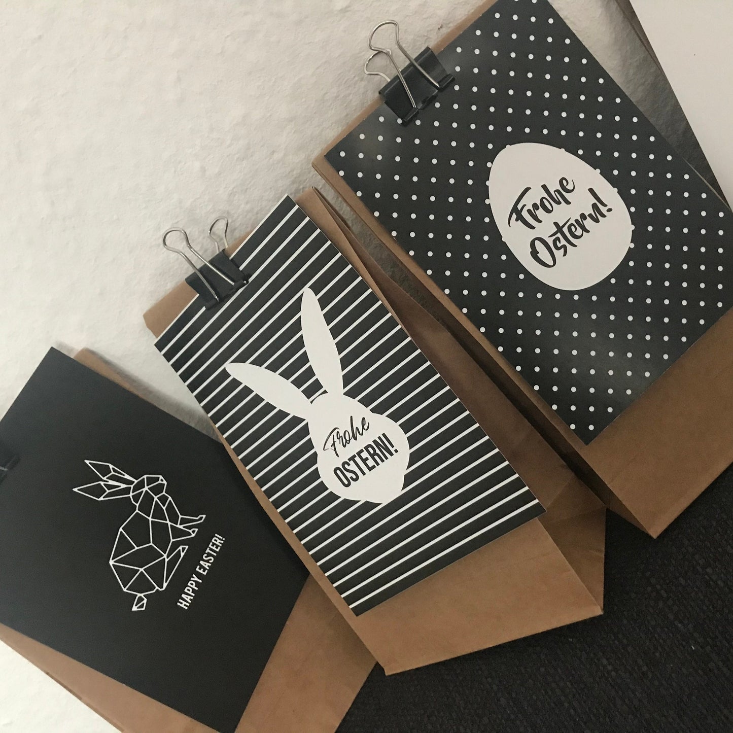 Osterkarten schwarz-weiß 6er Set modern