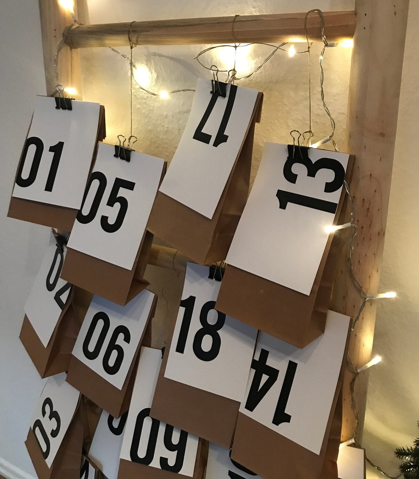 Adventskalender Karten Zahlen weiß + schwarz