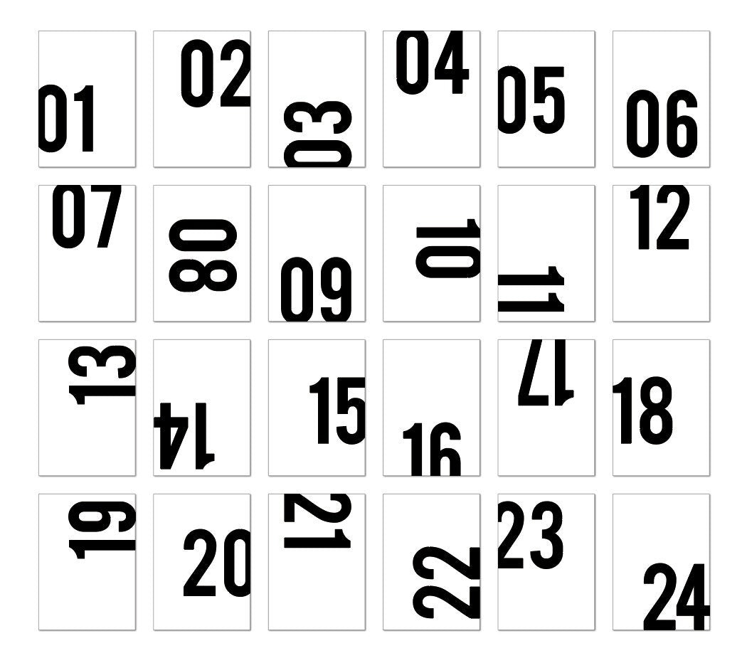 Adventskalender Karten Zahlen weiß + schwarz