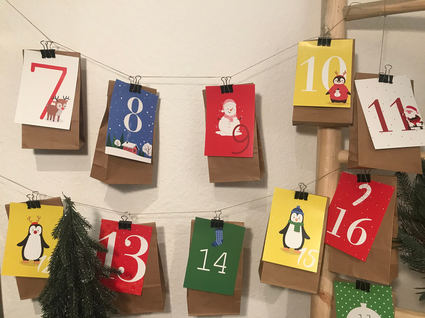 Adventskalender Karten Kinder bunt