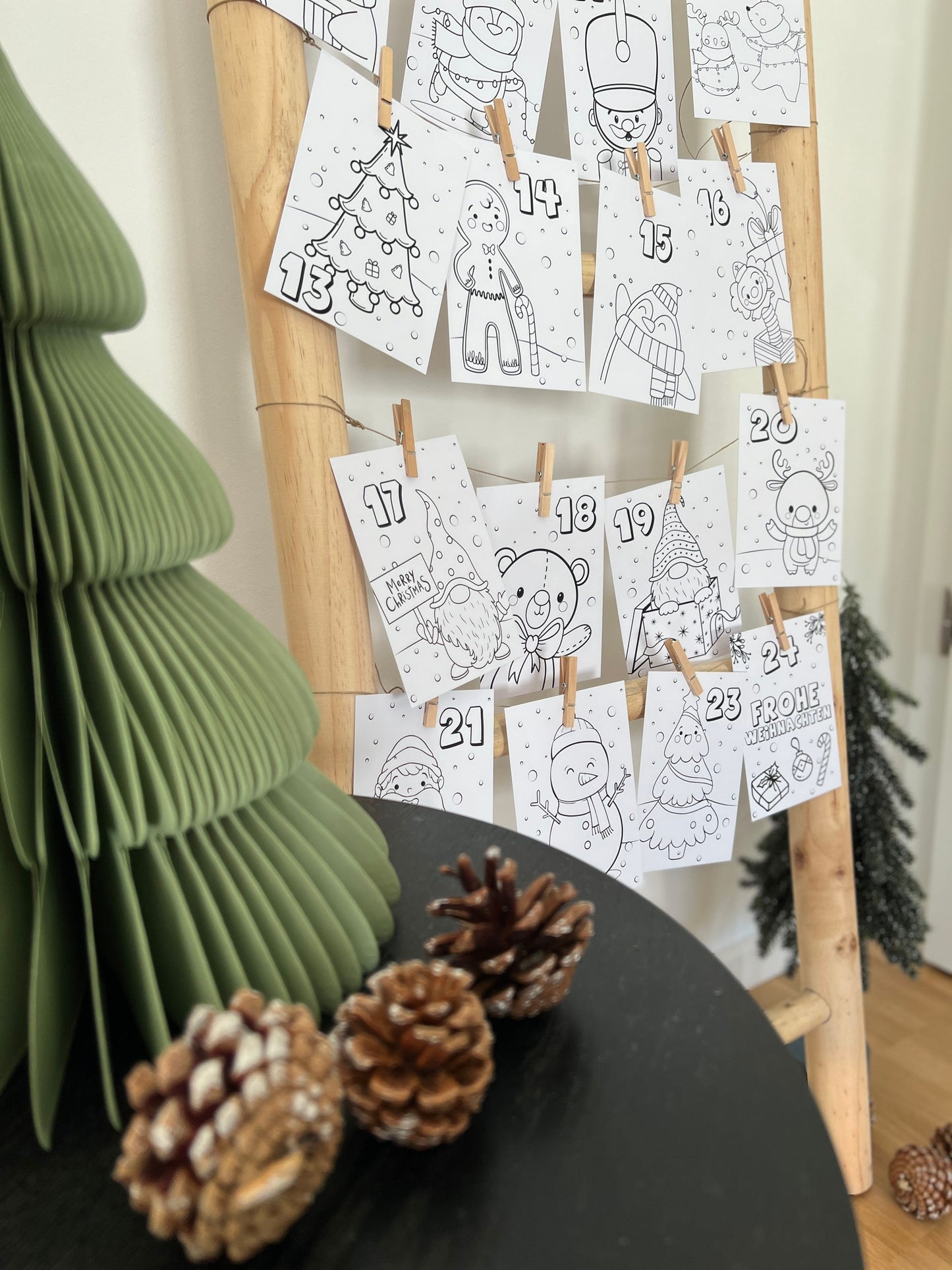 Adventskalender Karten zum Ausmalen für Kinder