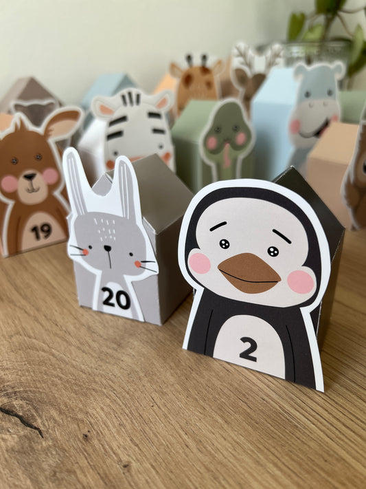 Adventskalender Häuschen Bastelset Tiere DIY