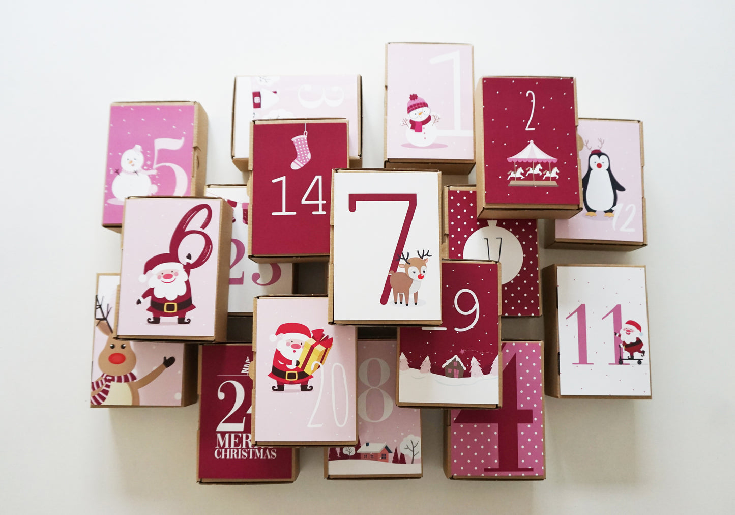 Adventskalender Karten Kinder pink