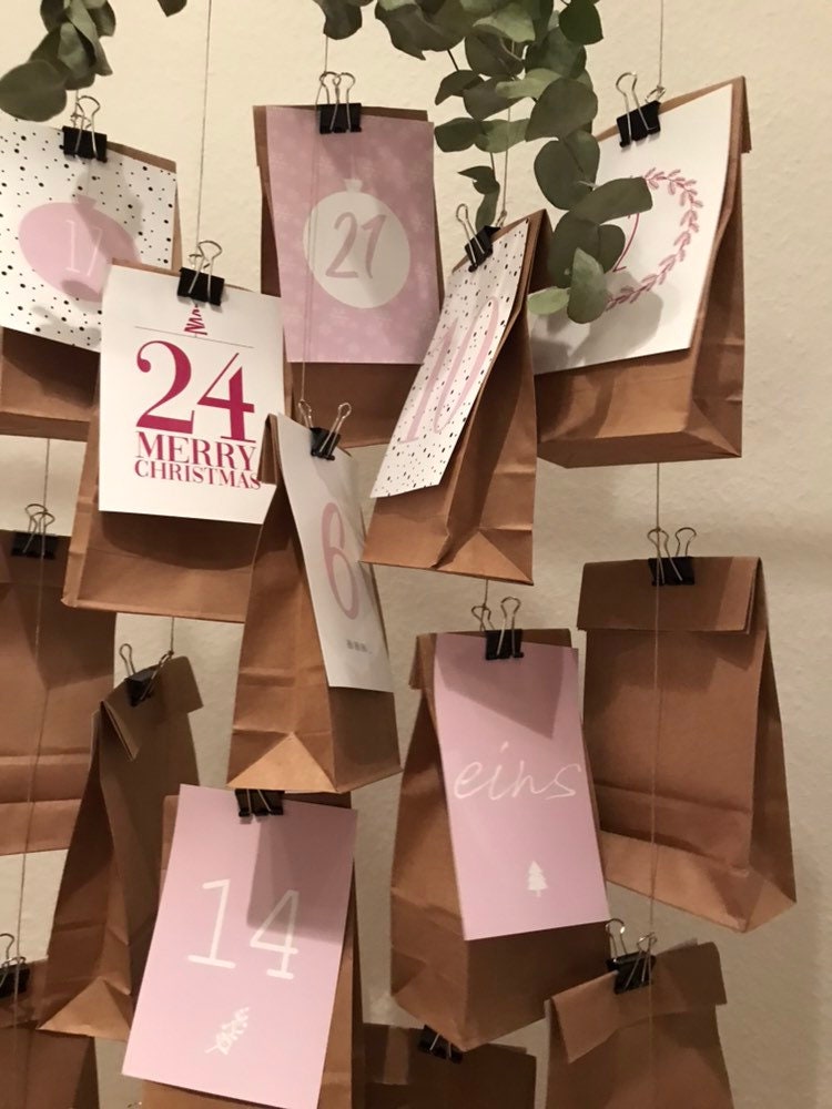 Adventskalender Karten rosa