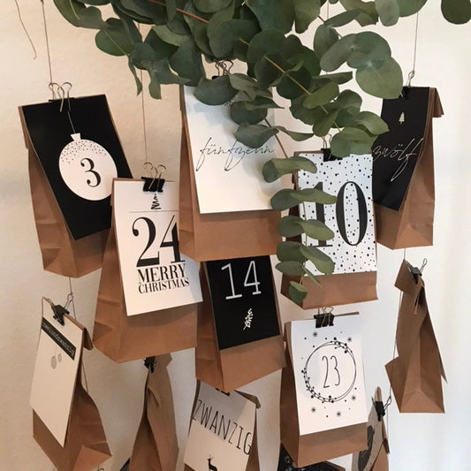 Adventskalender Karten black & white