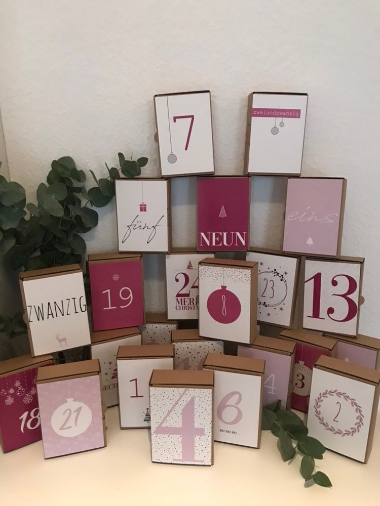 Adventskalender Karten rosa