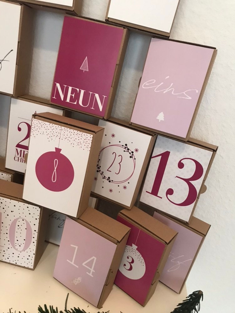 Adventskalender Karten rosa