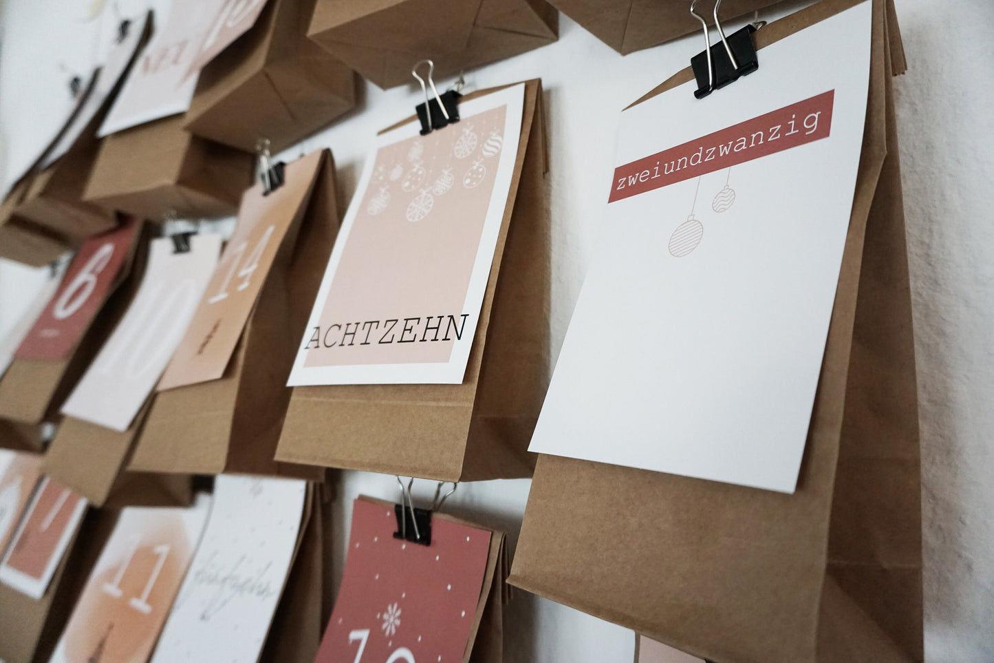 Adventskalender Karten Korallfarben