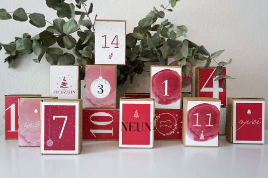 Adventskalender Karten Rot