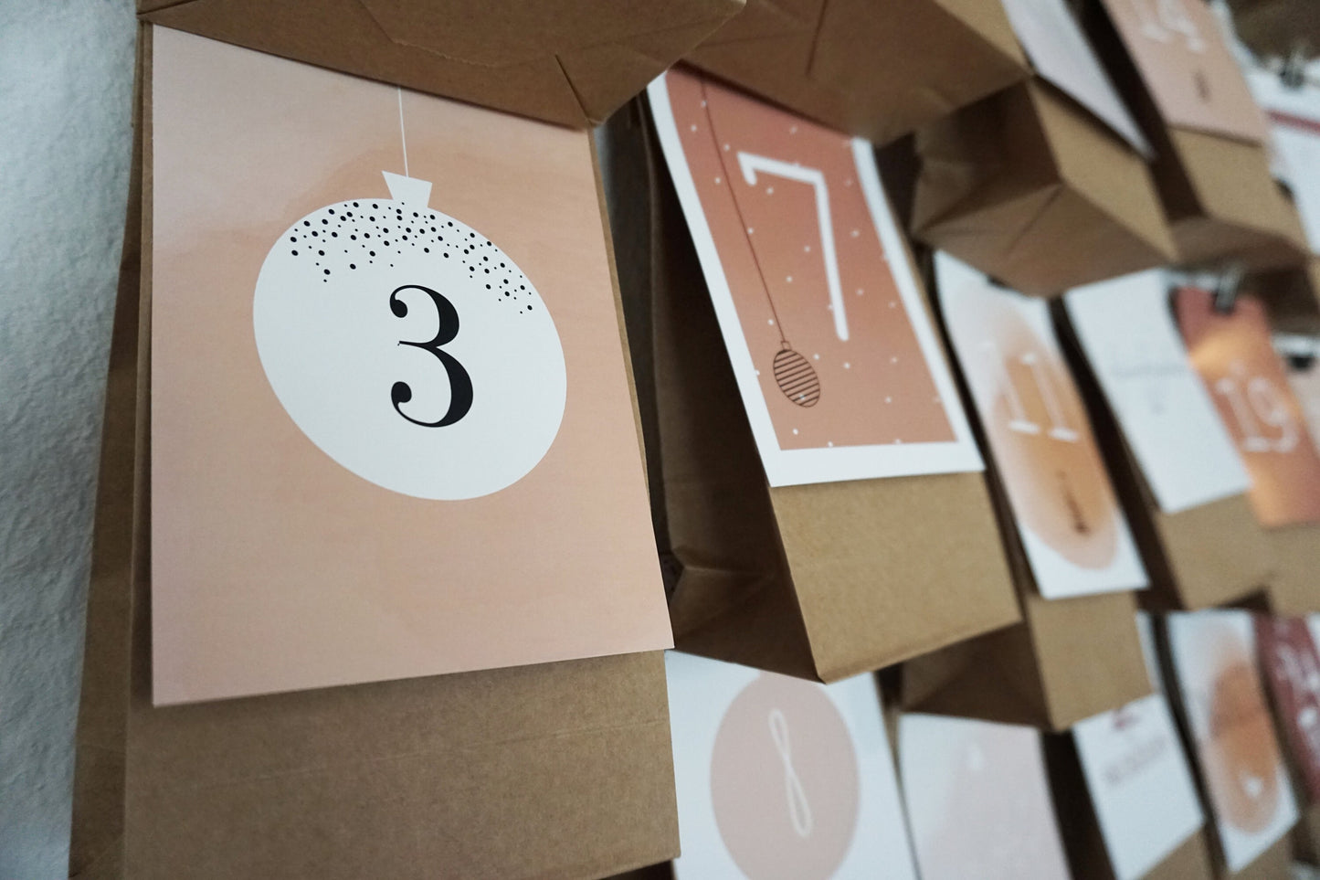 Adventskalender Karten Korallfarben