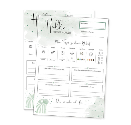 Wunschkarten Babyparty A4 "Hallo Wunder"