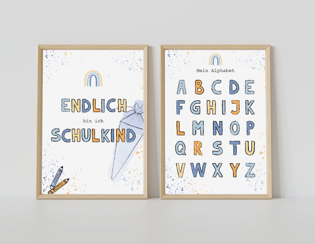 Plakat Einschulung und Alphabet - Einzeln oder im 2er-Set