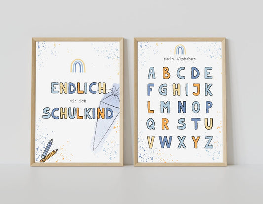 Plakat Einschulung und Alphabet - Einzeln oder im 2er-Set