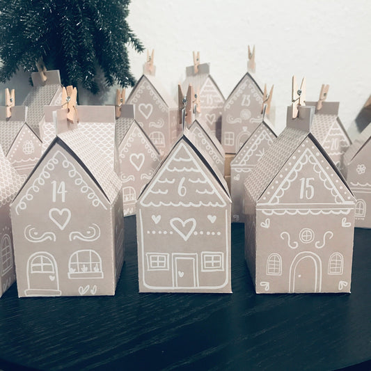 Adventskalender Häuschen Bastelset Lebkuchen
