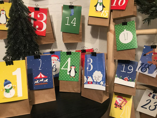 Adventskalender Karten Kinder bunt