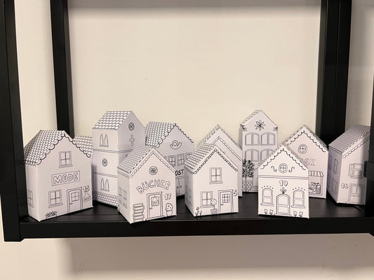 Adventskalender Häuschen Bastelset Dorf - zum Ausmalen